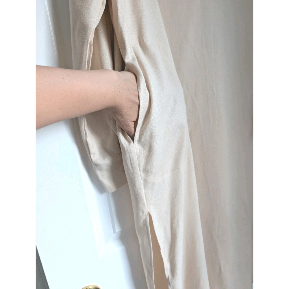 NWOT MyBodhi Linen Blend Tunic Dress Maxi Sand Beige Boho Long Lagenlook OS - Picture 7 of 16